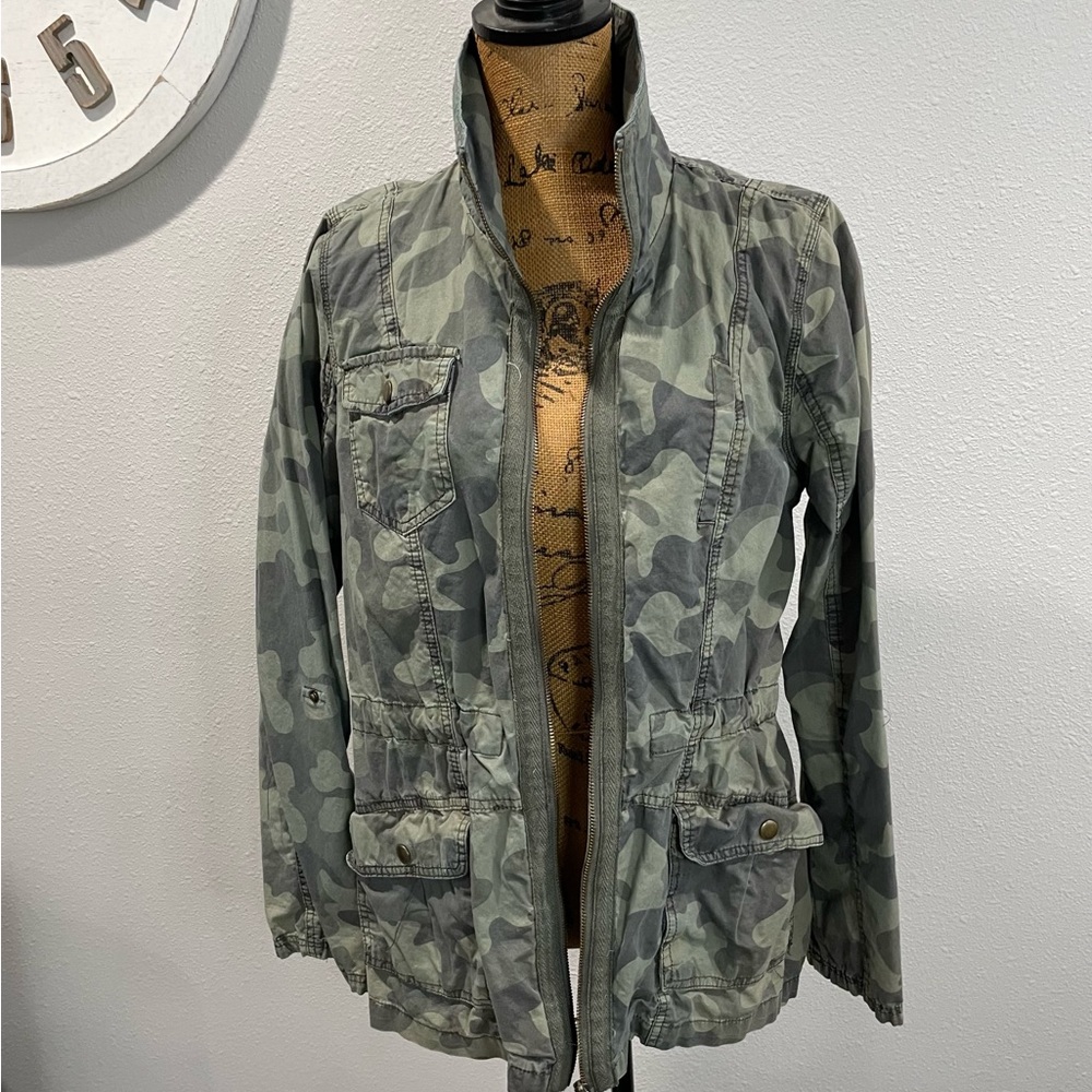 Camo print military jacket